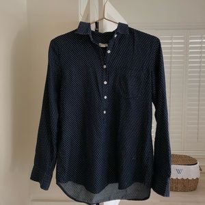 Navy with white stitch dot button down